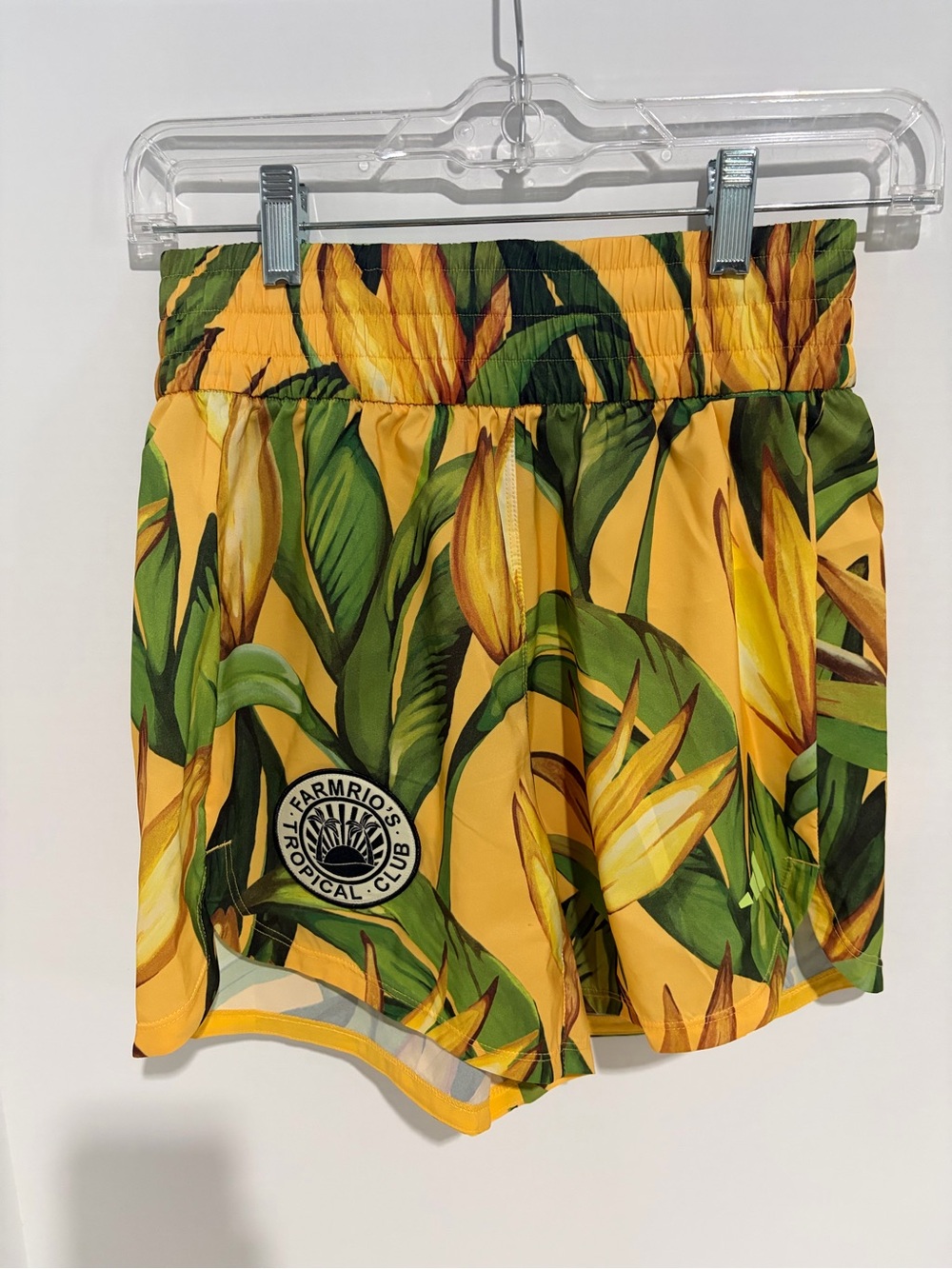 Adidas X Farm Rio Pacer Shorts Semi Spark Bold Gold Size XS